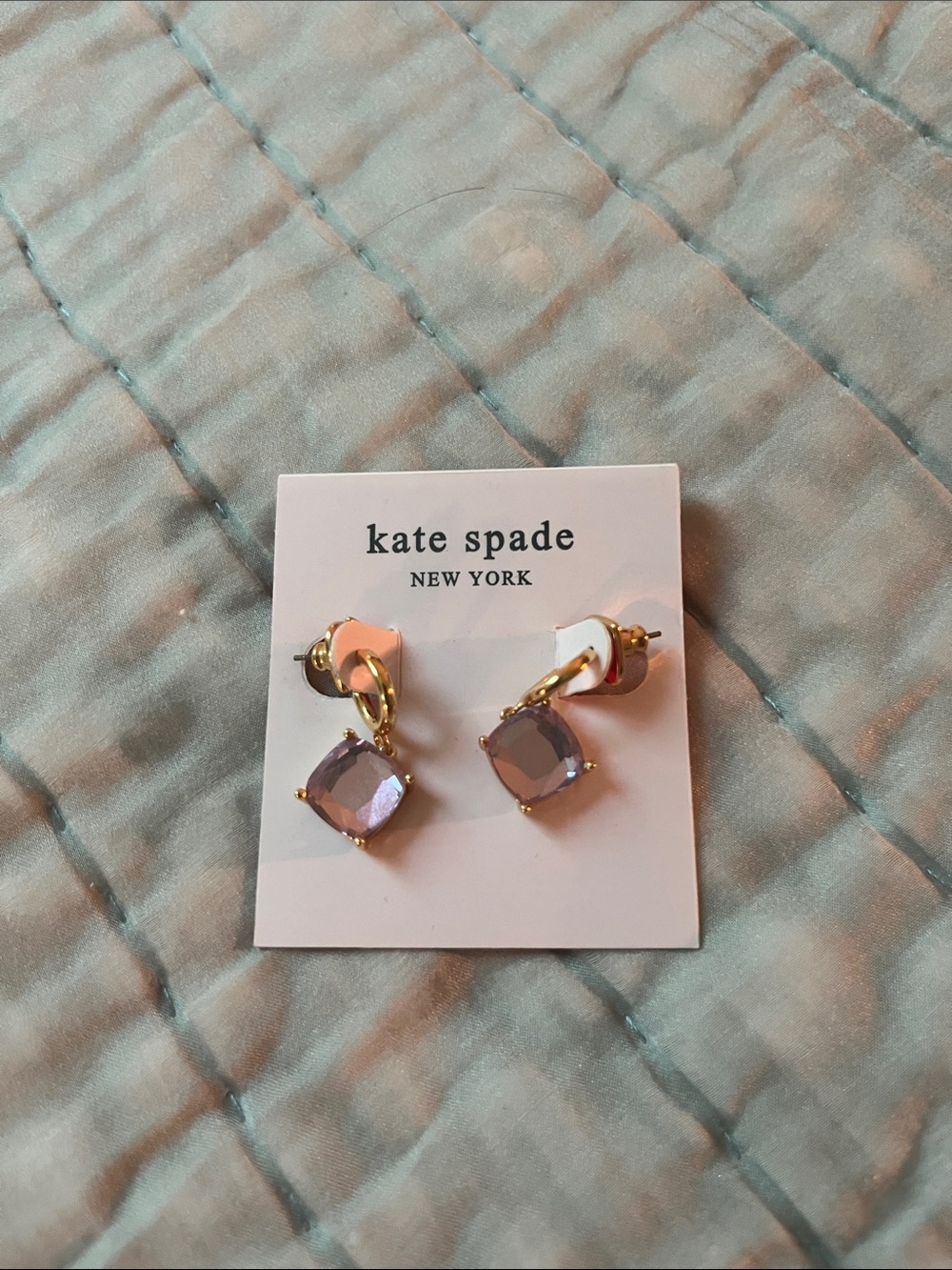 kate spade Kids Gold-Tone Earrings with Pink and Lavender Stones